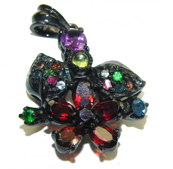 Carmen authentic 6.5 carat Garnet black rhodium over .925 Sterling Silver handcrafted pendant - photo 1