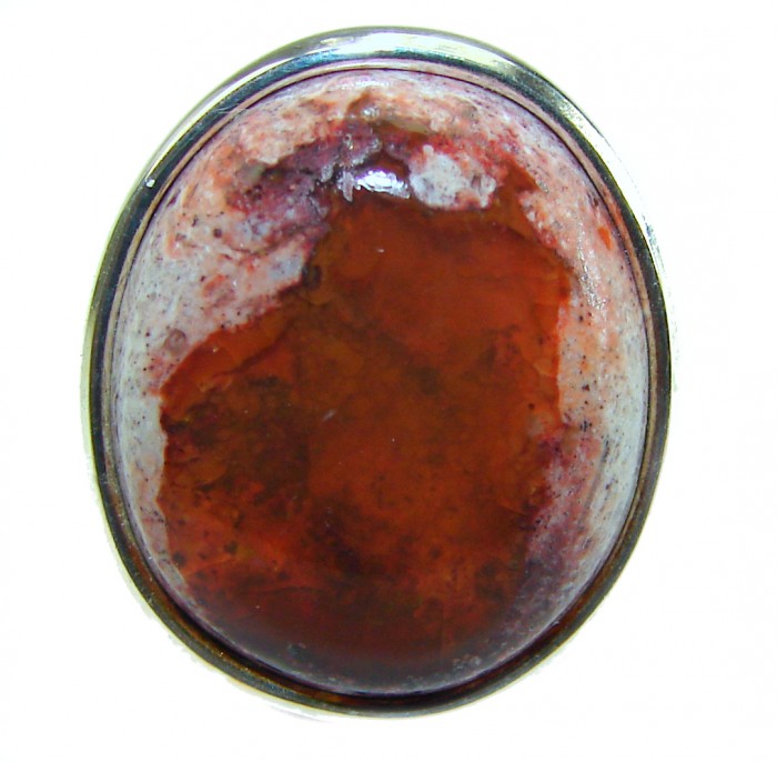 Bonfire Night best quality 15.5 carat Mexican Opal .925 Sterling Silver handmade ring 8 1/4 - photo 2