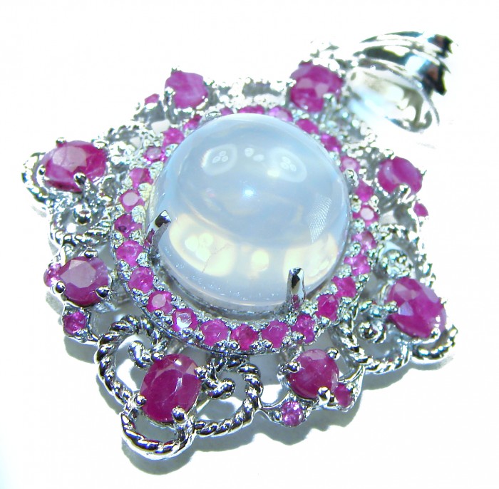 Pink Majesty Authentic 14.5 carat Brazilian Rose Quartz Ruby .925 Sterling Silver incredible Ring - photo 2