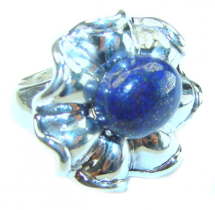 Authentic 6.5 carat LAPIS lazuli .925 Sterling Silver handcrafted Ring size 6 - photo 3