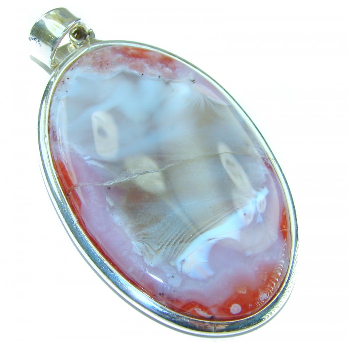 Top quality Butterfly Wings Jasper from Sierra Madre .925 Sterling Silver handmade Pendant - Close-up of Butterfly Wings Jasper pendant in silver setting.