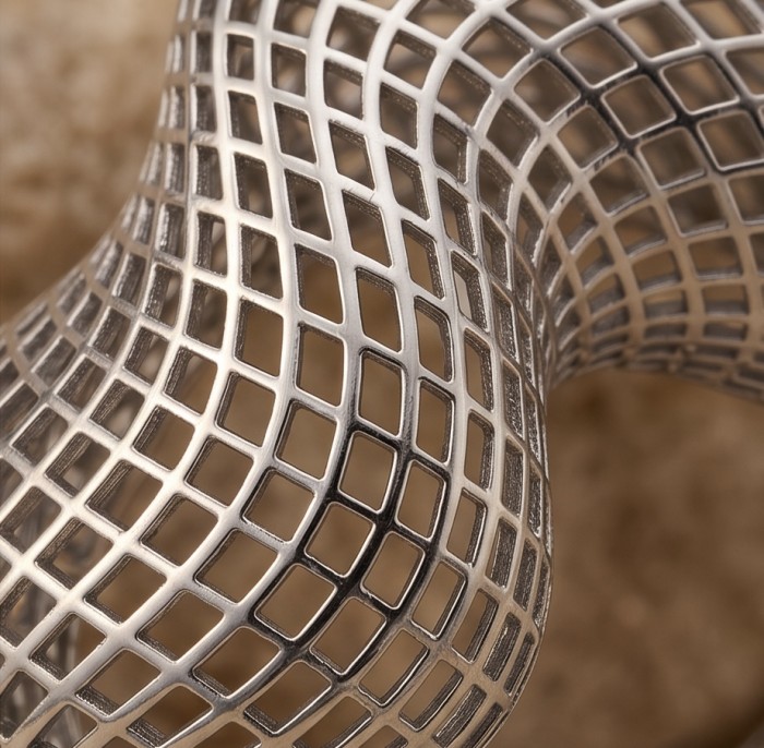 Melody .925 Sterling Silver handmade ring s. 8 1/4 - Close-up of a silver mesh design on Melody .925 sterling silver ring