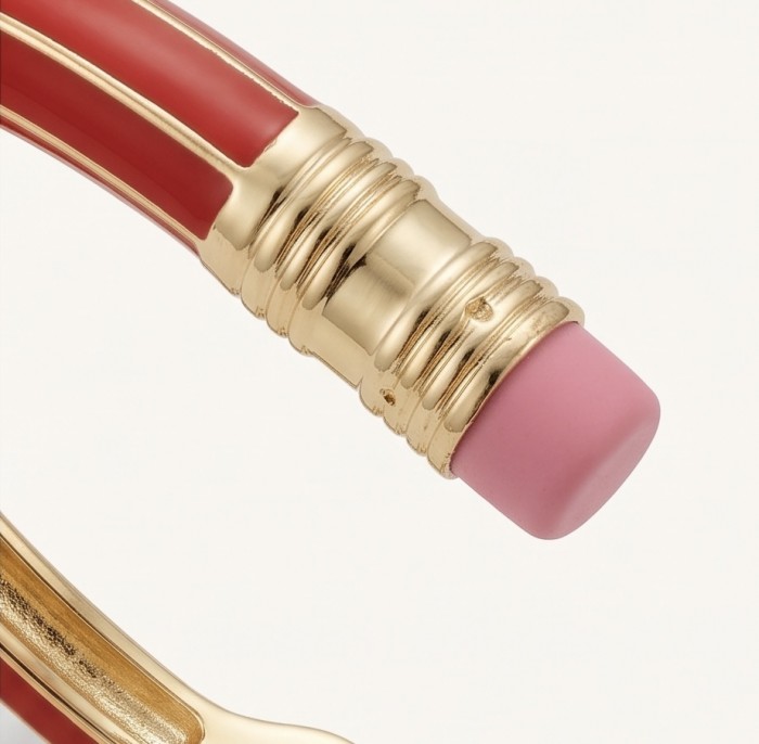 Pencil Enamel Hinge Bangle in Red Color Fashion Bracelet - photo 3