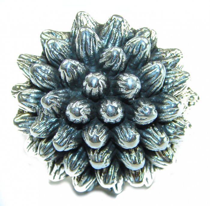 Large Flower Bali made .925 Sterling Silver handcrafted Ring s. 6 1/2 - photo 1