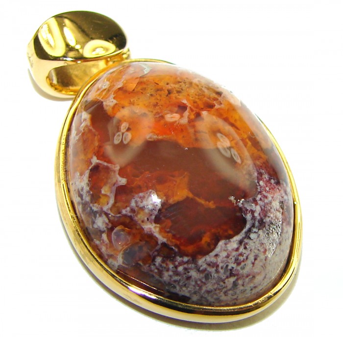 A Golden River Natural Mexican Fire Opal 14K Gold over .925 Sterling Silver handmade Pendant - photo 1