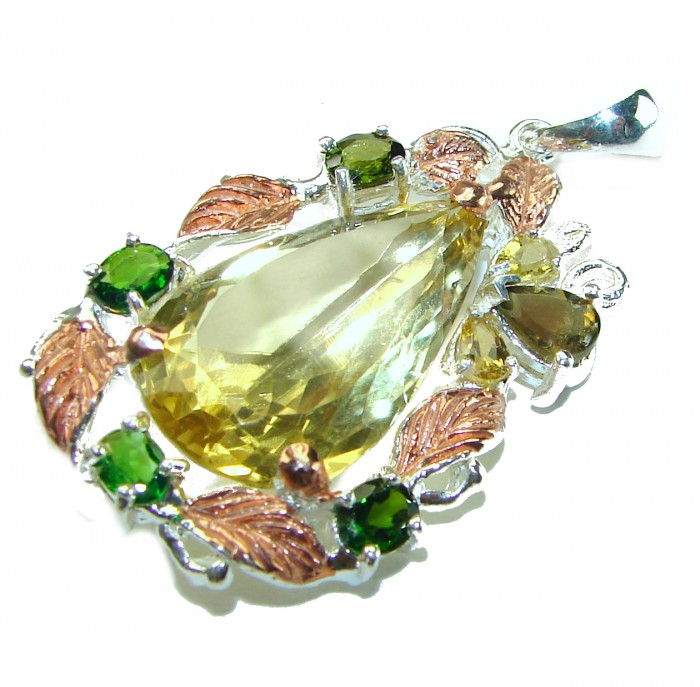 Authentic Golden Lemon Quartz .925 Sterling Silver handmade Pendant - photo 3