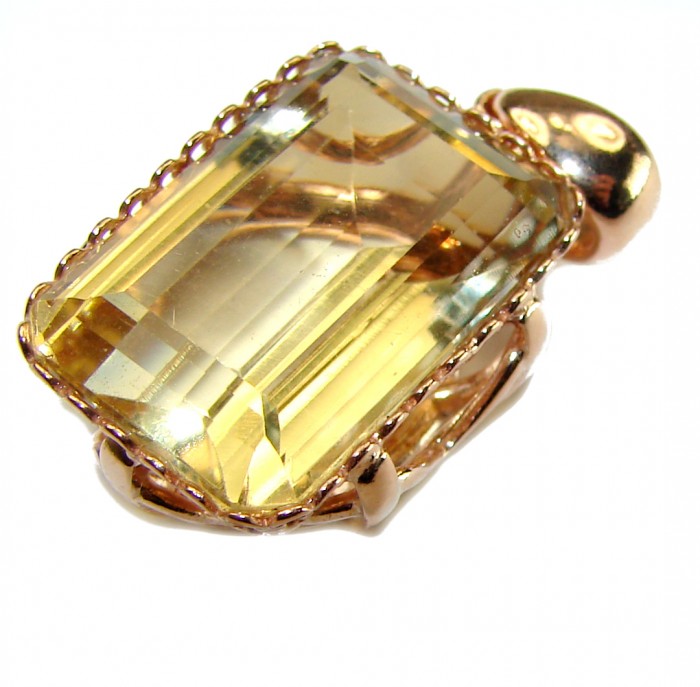 10.3 carat Lemon Quartz 14K Gold over .925 Sterling Silver handcrafted pendant - photo 2