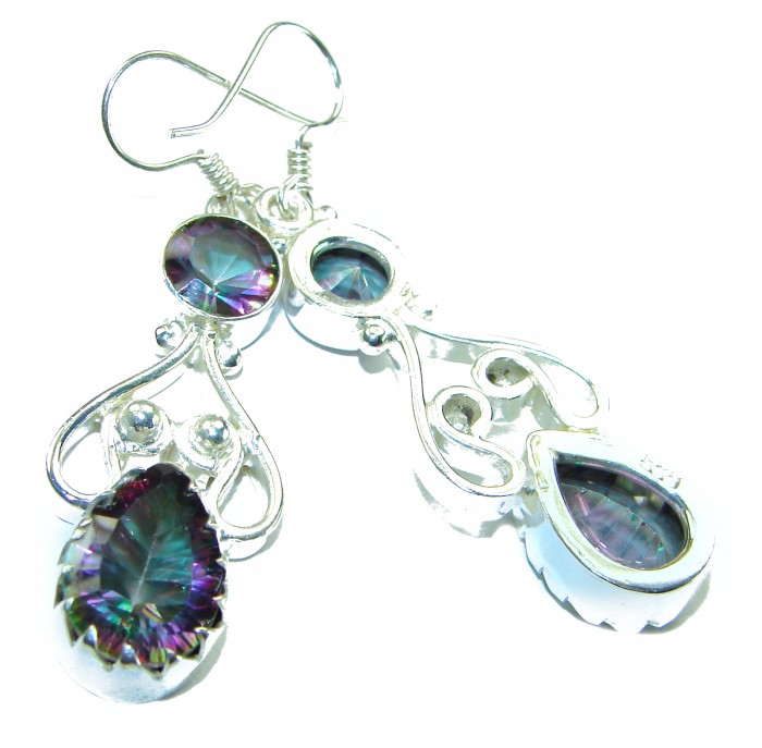 14.2 carat Mystic Topaz .925 Sterling Silver earrings - Close-up of 14.2 carat Mystic Topaz .925 Sterling Silver earrings