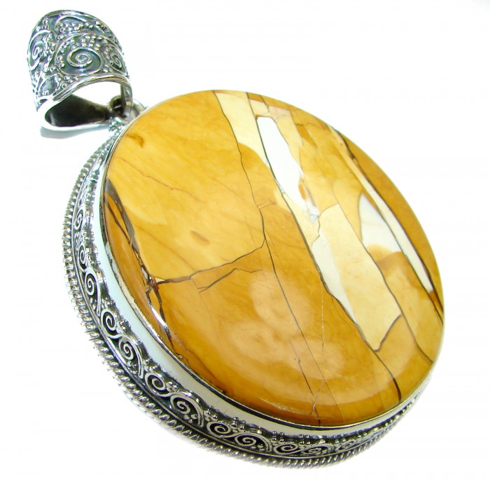 58.9 grams Australian Bracciated Mookaite Jasper .925 Sterling Silver handcrafted pendant - photo 2