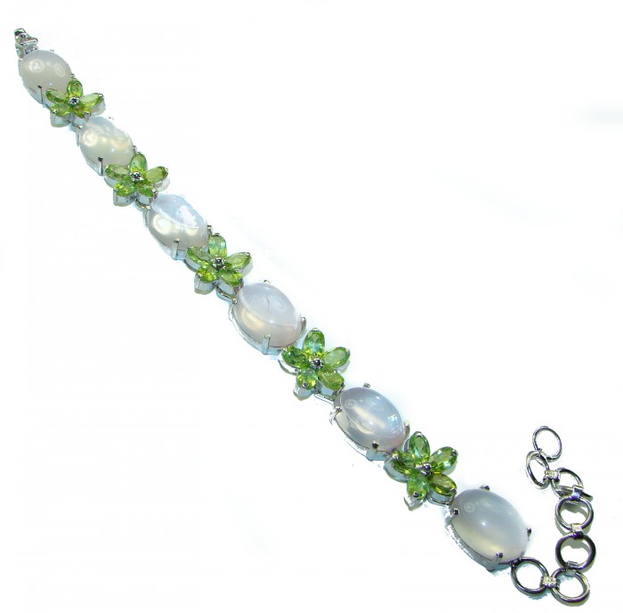 Alessia Natural Rose Quartz Peridot .925 Sterling Silver handmade Bracelet - photo 3