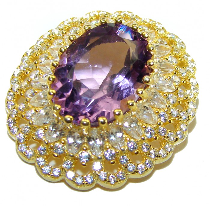 Vintage Design Amethyst 14K Gold over .925 Sterling Silver handcrafted Pendant - photo 2