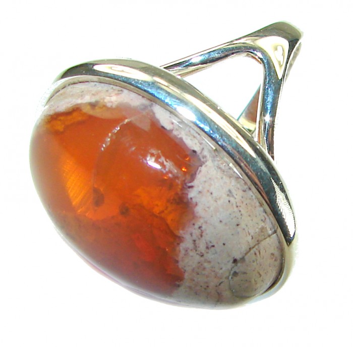 Bonfire Night best quality 29.5 carat Mexican Opal .925 Sterling Silver handmade ring 8 1/4 - photo 1