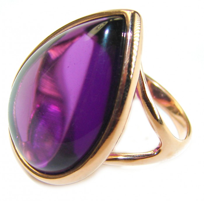 Purple Tear 22.2 carat Amethyst 14K Gold over .925 Sterling Silver Handcrafted Large Ring size 6 3/4 - photo 1