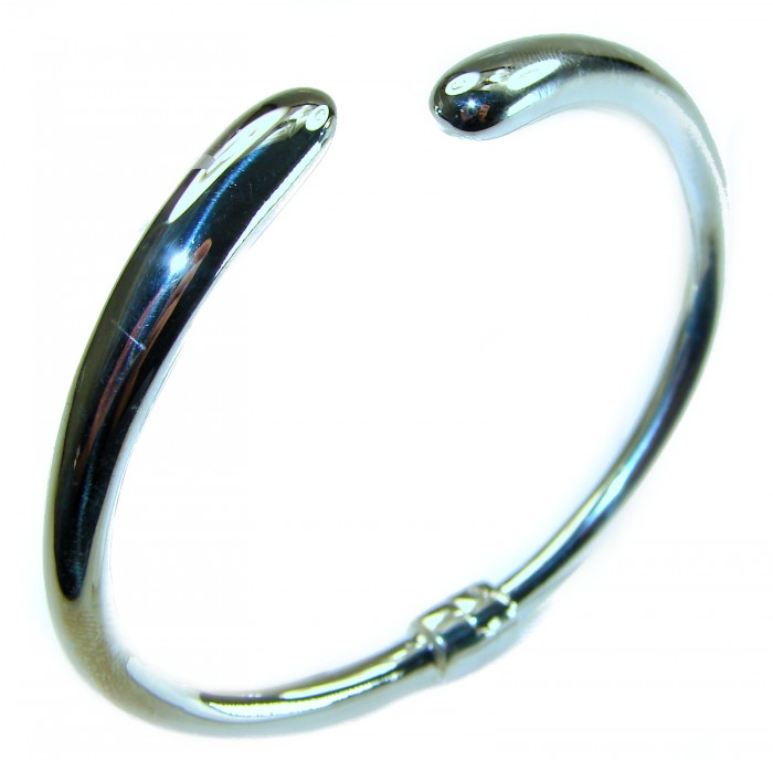 Fancy .925 Sterling Silver handcrafted Statement Italy made Bracelet / Cuff - Open bracelet, side view, sterling silver, snake design, Italy crafted.