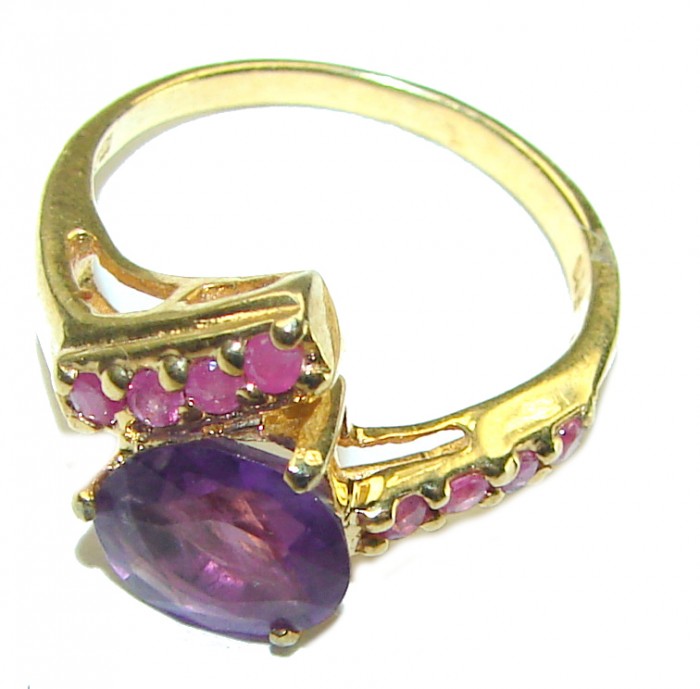 Vintage design 3.8 carat Amethyst .925 Sterling Silver Handcrafted Ring size 5 - photo 1