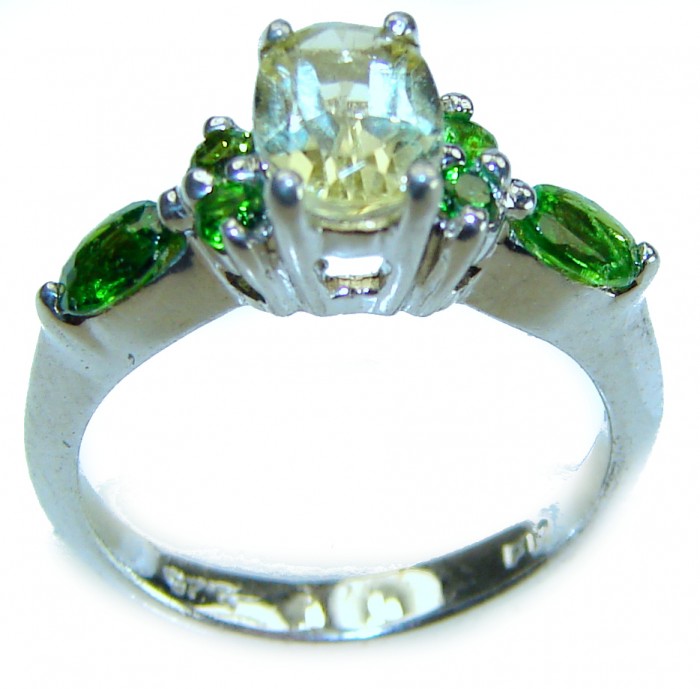 Unique Authentic 1.2 carat Citrine .925 Sterling Silver handmade Cocktail Ring s. 5 - photo 2