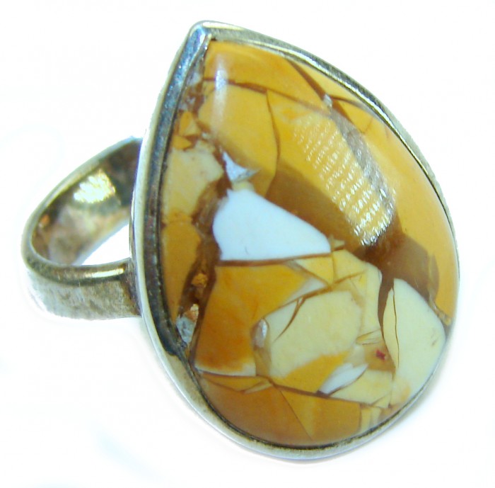 Australian Mookaite .925 Sterling Silver Ring size 7 adjustable - Close-up of Australian Mookaite sterling silver ring, size 7 adjustable.