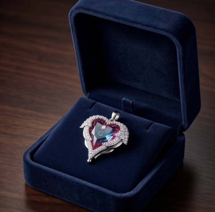 Angel's Heart Luxurious 8.8 carat Rainbow Topaz Silver handcrafted pendant - photo 3