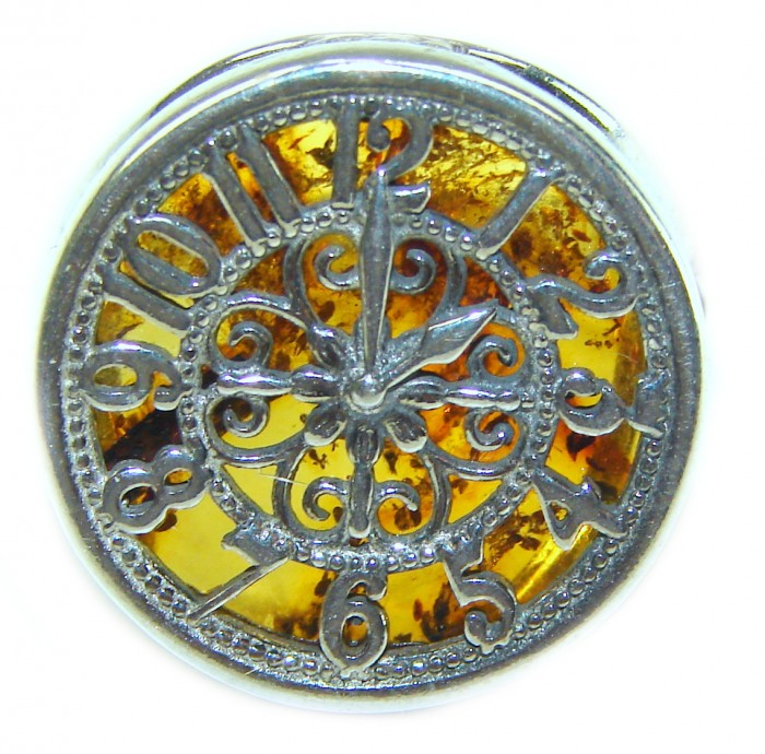 Precious Watch Authentic Baltic Amber .925 Sterling Silver handcrafted ring; s. 6 adjustable - photo 2