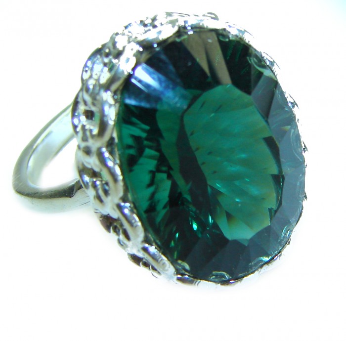 Timless Beauty 18.5 carat Helenite .925 Sterling Silver handmade Ring s. 8 adjustable - photo 3