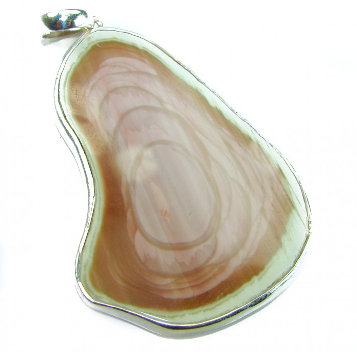 Perfect quality Imperial Jasper .925 Sterling Silver handmade Pendant - Imperial Jasper pendant, close-up, showcasing stone pattern and silver trim.