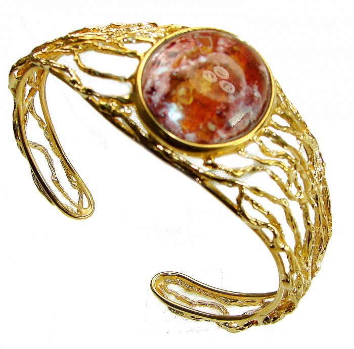 Authentic Mexican Opal handmade 14K Gold over .925 Sterling Silver Bracelet / Cuff - photo 2