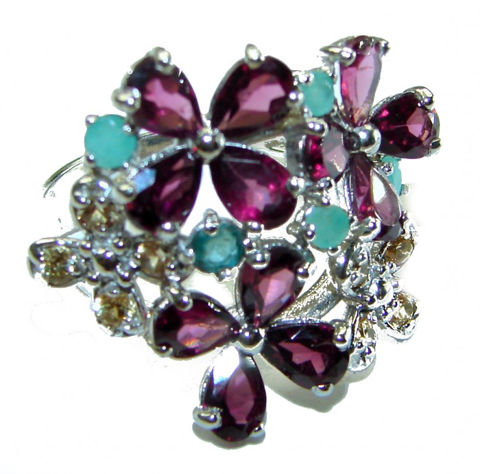 Rose Garden Beauty authentic Garnet .925 Sterling Silver handcrafted ring size 7 3/4 - photo 3