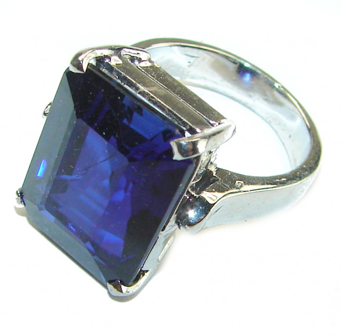 Divine Beauty 10.8 carat London Blue Topaz .925 Sterling Silver handcrafted Ring size 6 3/4 - photo 1
