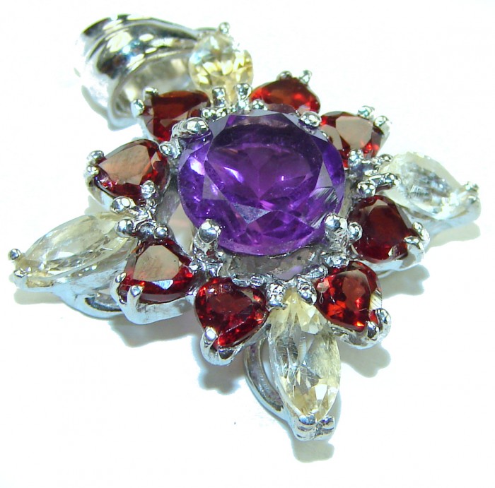 Vintage Design 15.2 CARAT Amethyst .925 Sterling Silver handcrafted Pendant - photo 3