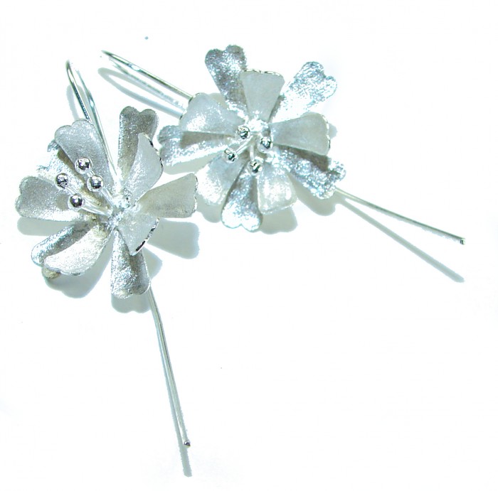 Silver Flowers Italy made .925 Sterling Silver Earrings - photo 3