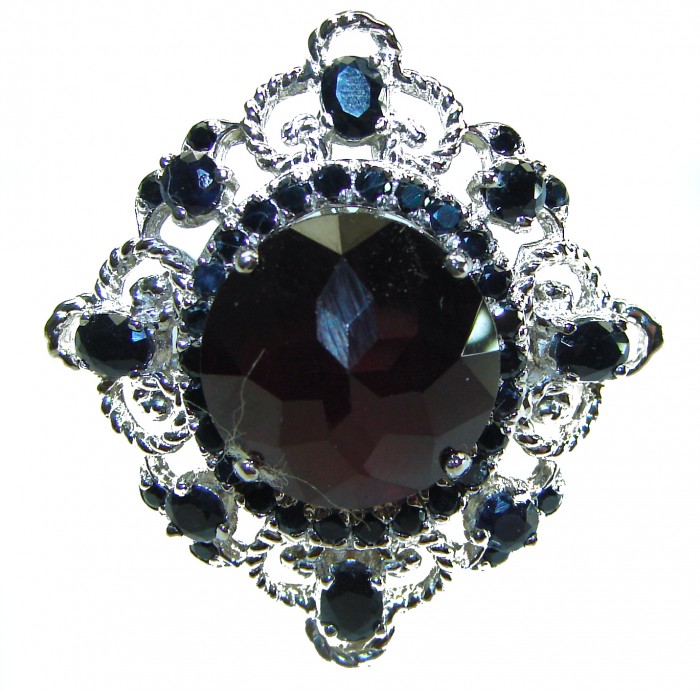 LARGE Red Beauty authentic 21.5 carat Garnet Sapphire .925 Sterling Silver handcrafted Ring size 7 - photo 2
