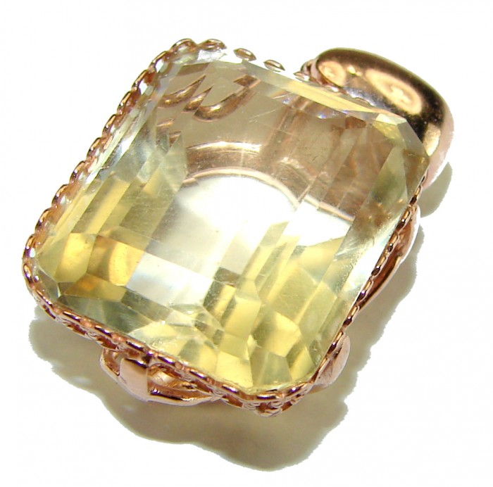 17.3 carat Lemon Quartz 14K Gold over .925 Sterling Silver handcrafted pendant - photo 3