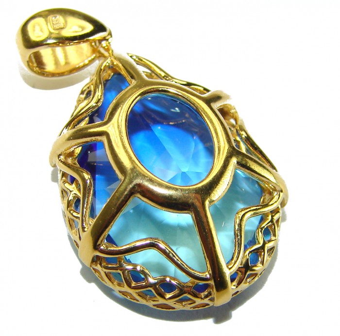 21.5 carat Blue Topaz 18K Gold over .925 Sterling Silver handmade Pendant - photo 1