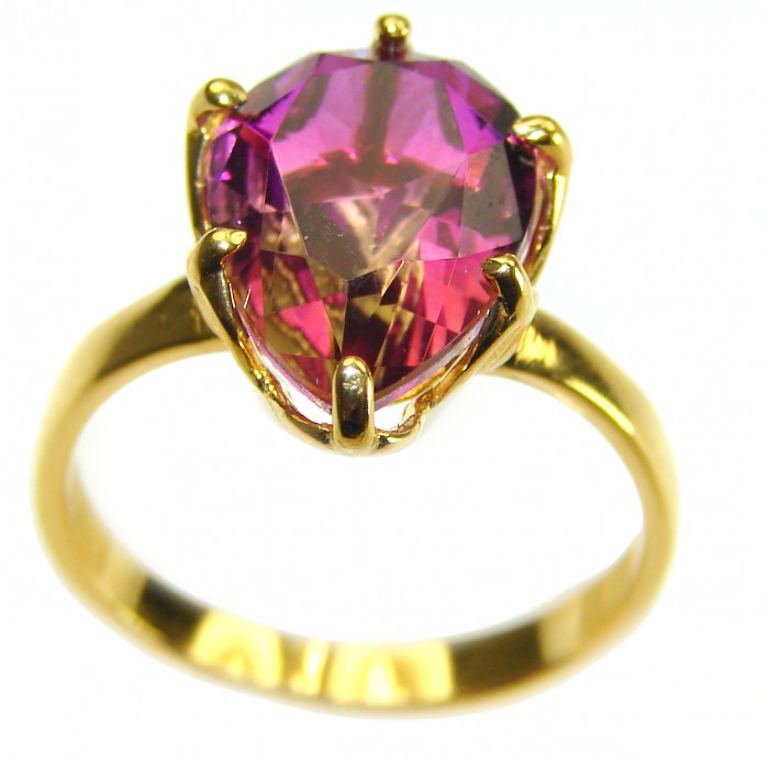 7.8 carat Brazilian Pink Tourmaline 14K Gold over .925 Sterling Silver Perfectly handcrafted Ring s. 8 1/4 - photo 2