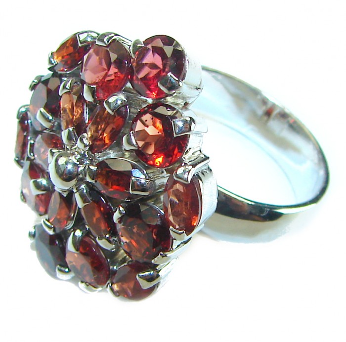 Penelope Authentic 14.5 carat faceted authentic Australian Garnet .925 Sterling Silver handcrafted ring; s. 8 - photo 1