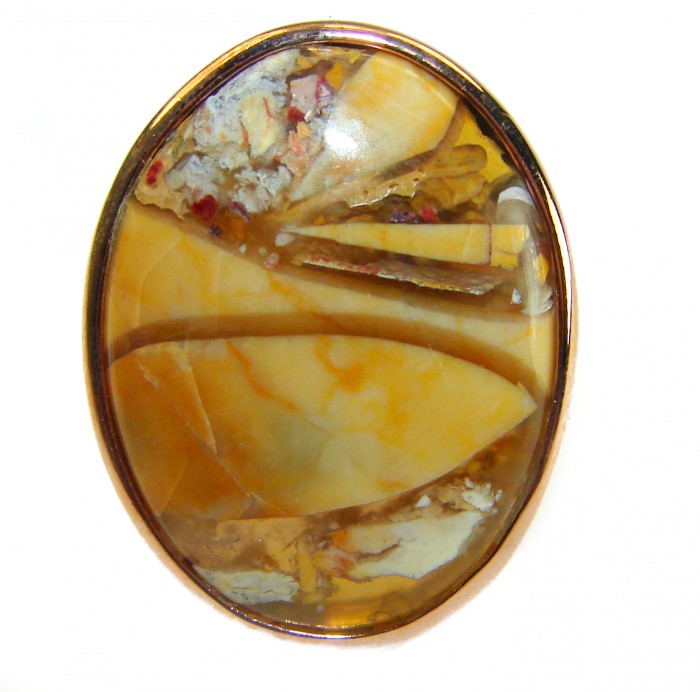 Flawless Australian Bracciated Mookaite 14K Gold over .925 Sterling Silver Ring size 8 adjustable - Close-up of Australian Bracciated Mookaite pendant set in 14K gold over .925 silver.
