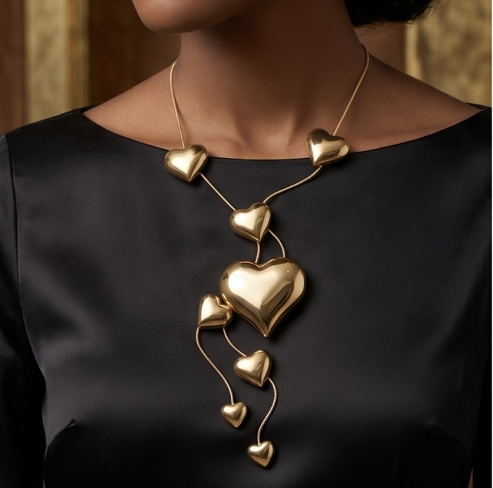 Golden Hearts Sublime natural Golden handmade FASHION Necklace - photo 1