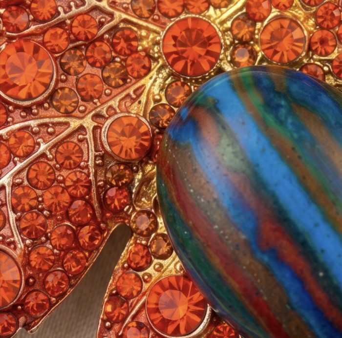 Stylish Red Leaf Crystal Brooch RAINBOW CALSILICA - photo 3