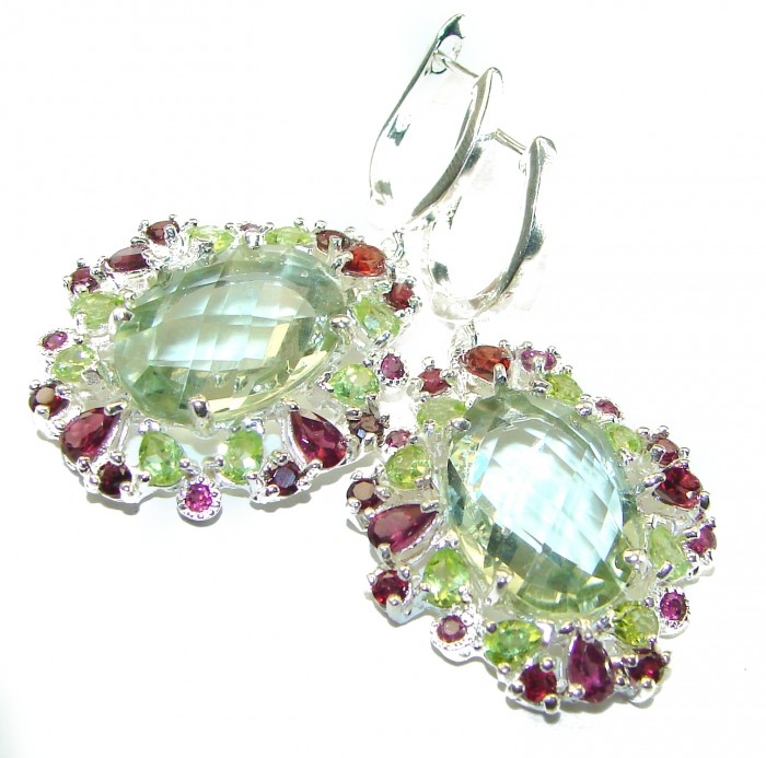 Exclusive Prasolite- Green Amethyst .925 Sterling Silver HANDCRAFTED Earrings - photo 4