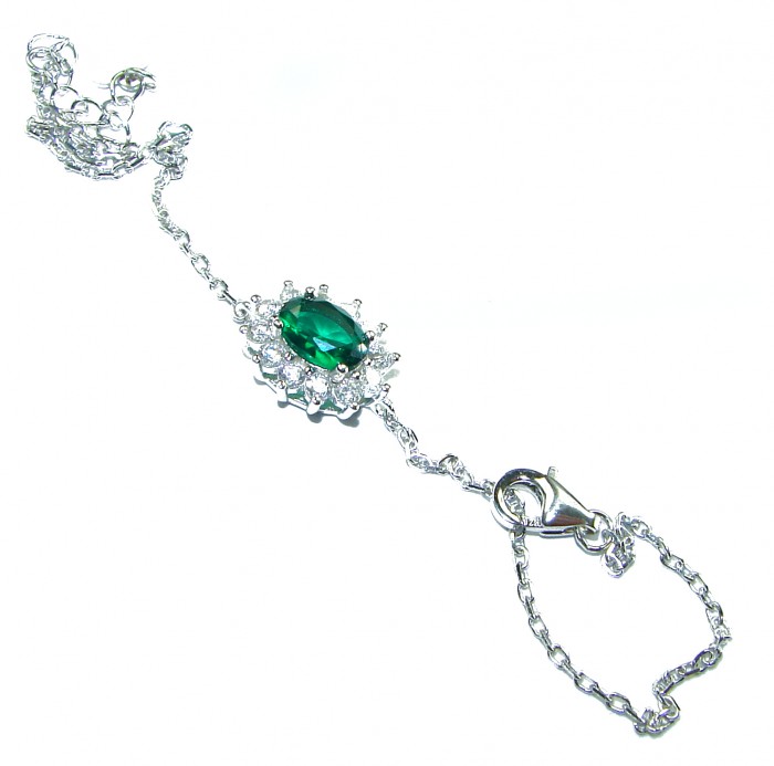 Natural Chrome Diopside .925 Sterling Silver handcrafted Bracelet - photo 3