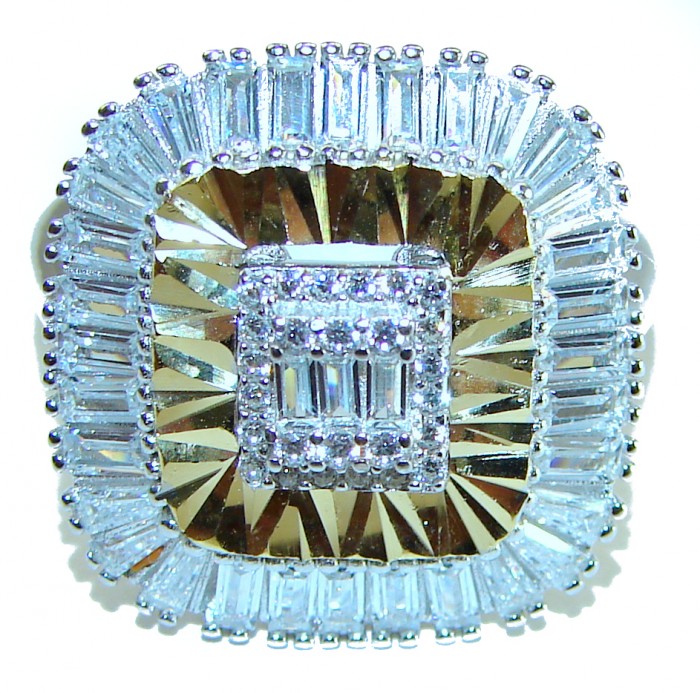 Art Deco 15.2 carat White Topaz .925 Silver handcrafted Cocktail Ring s. 8 1/4 - Close-up of Art Deco 15.2 carat white topaz silver ring