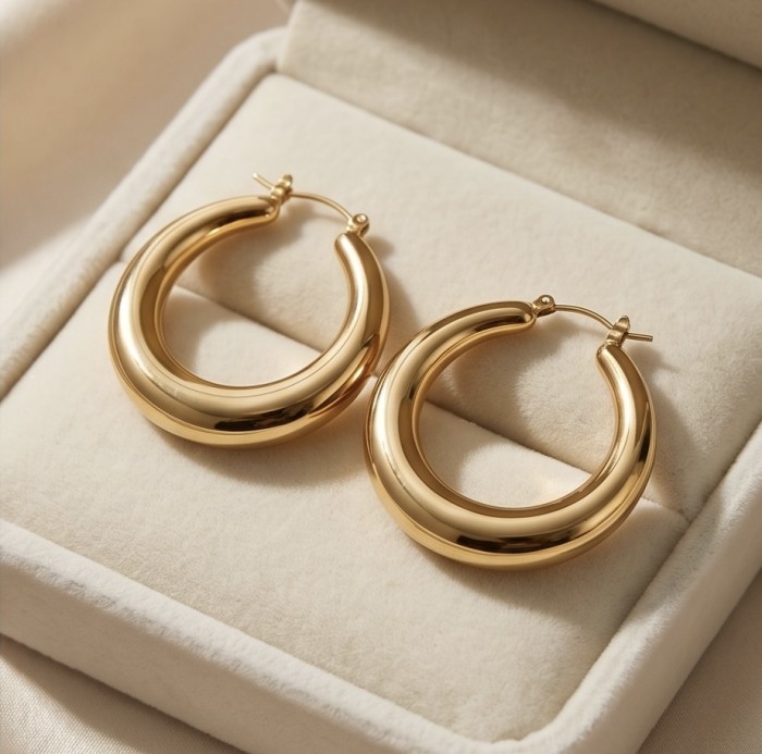 Classy Gold handmade Hoop Earrings - photo 2