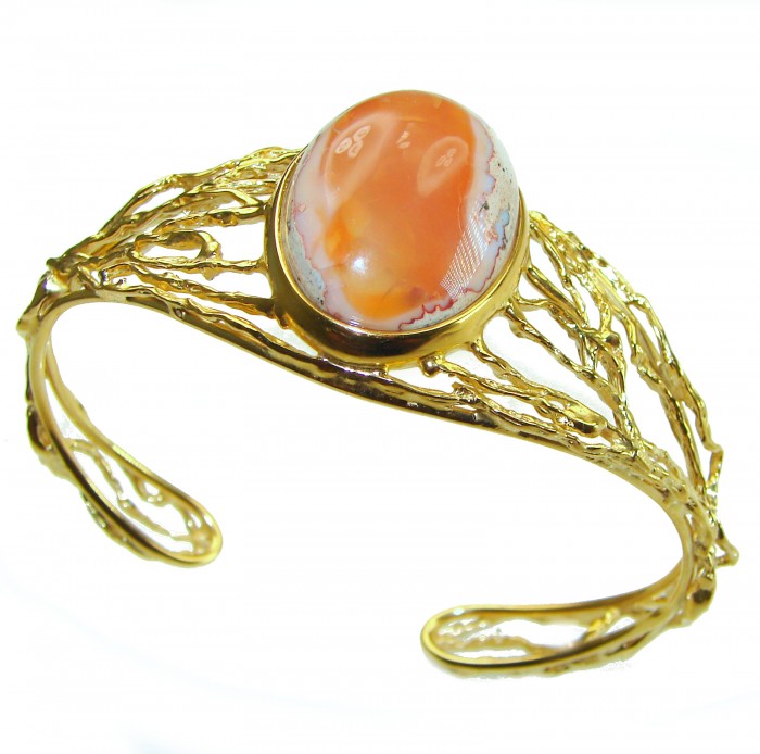 Sahara Desert Sunset Mexican Opal handmade 14K Gold over .925 Sterling Silver Bracelet / Cuff - photo 1
