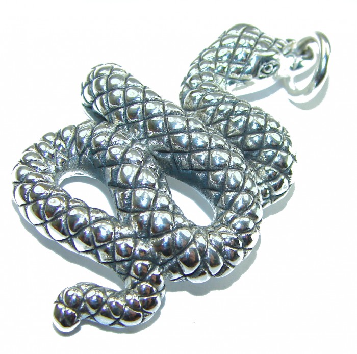 Boa Snake Marcasite .925 Sterling Silver Bali made Pendant - photo 2