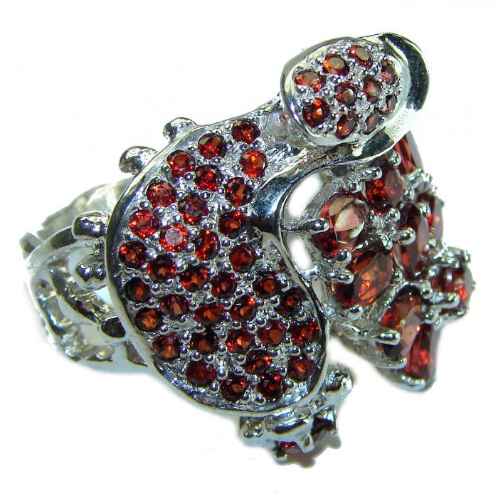 Large Authentic Garnet .925 Sterling Silver handcrafted Ring size 9 - photo 2