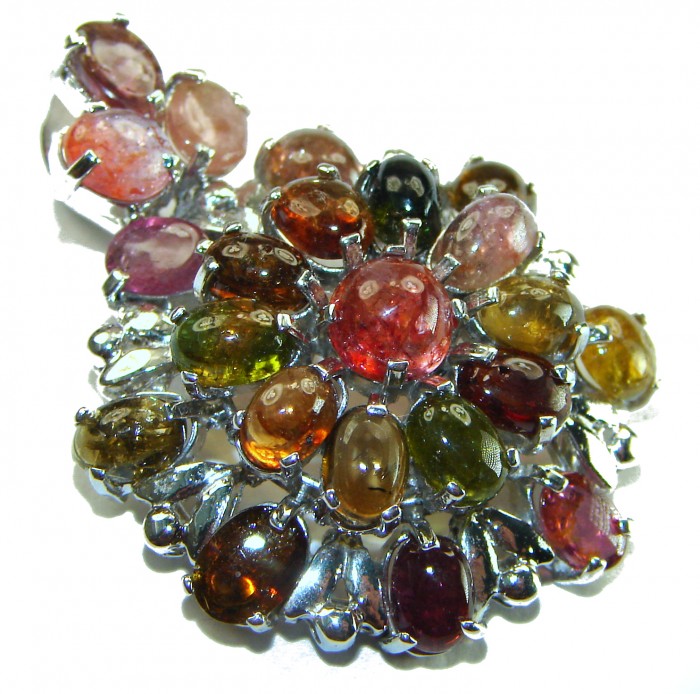 Rio de Janeiro- 19.5 carat Brazailian Watermalon Tourmaline .925 Sterling Silver handcrafted Pendant - Close-up of Rio de Janeiro watermelon tourmaline jewelry piece.