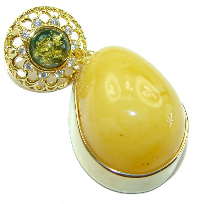 Vintage Beauty authentic Baltic Amber 14k Gold over .925 Sterling Silver handcrafted pendant - photo 3
