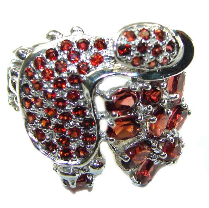 Large Authentic Garnet .925 Sterling Silver handcrafted Ring size 9 - photo 3
