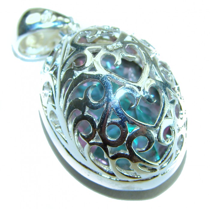26.5 carat oval cut Mystic Topaz .925 Sterling Silver handcrafted Pendant - photo 1