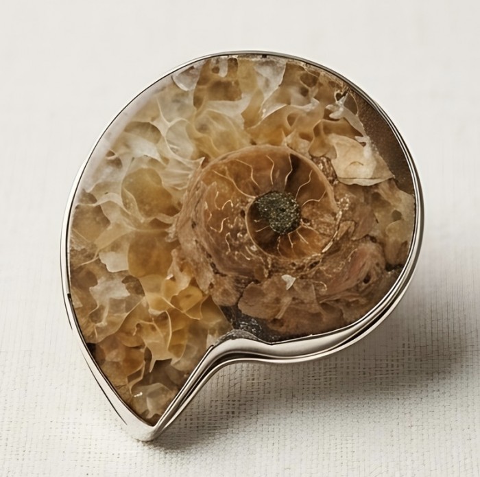 Ammonite Fossil Silver handcrafted pendant - photo 4